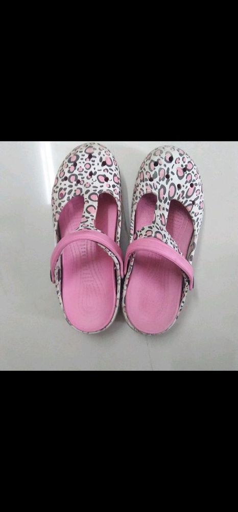 Pink Leopard Print Crocs - Size [Size]