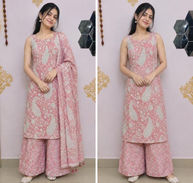 Beautiful Pink Paisley Print Kurta Set