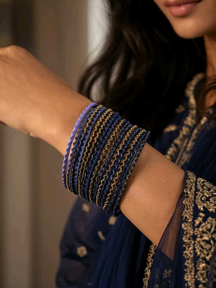 Set of Elegant Purple &amp; Gold Bangles 18