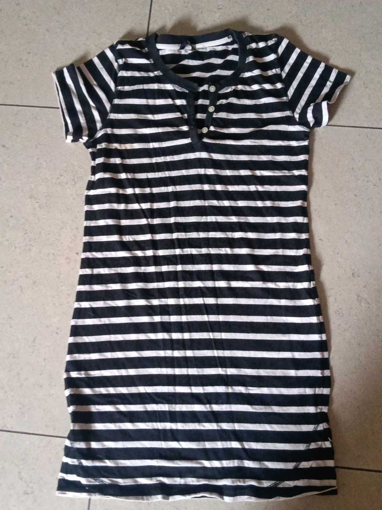 tcm cotton striped short dress ( size s)
