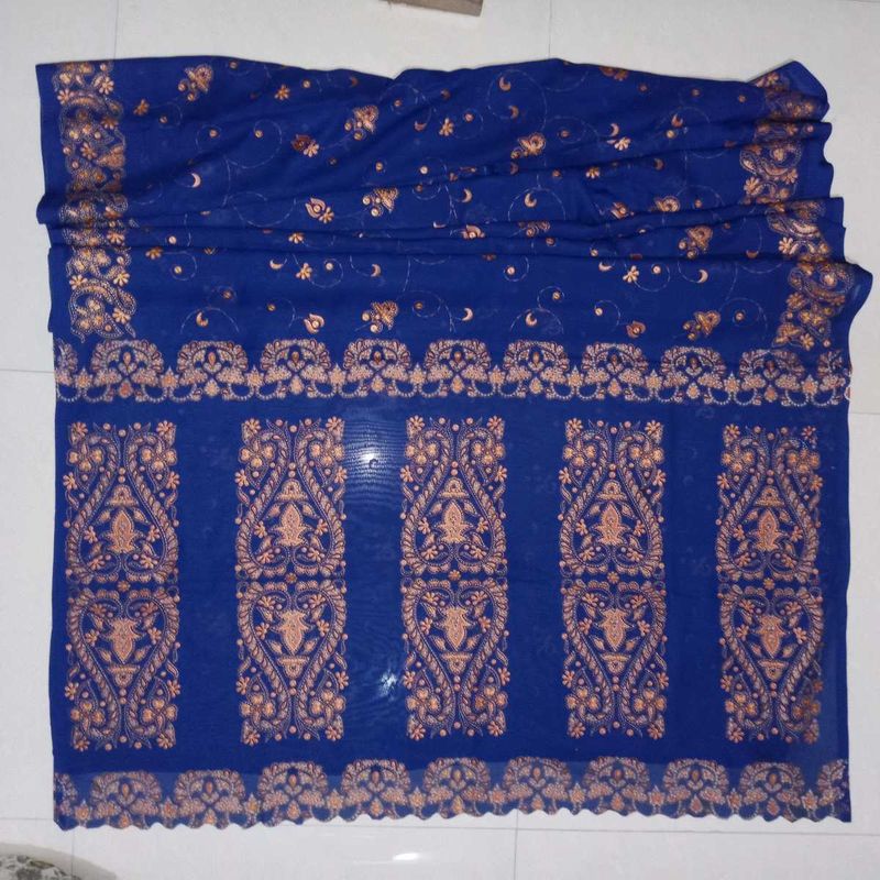 beautiful blue printed saree