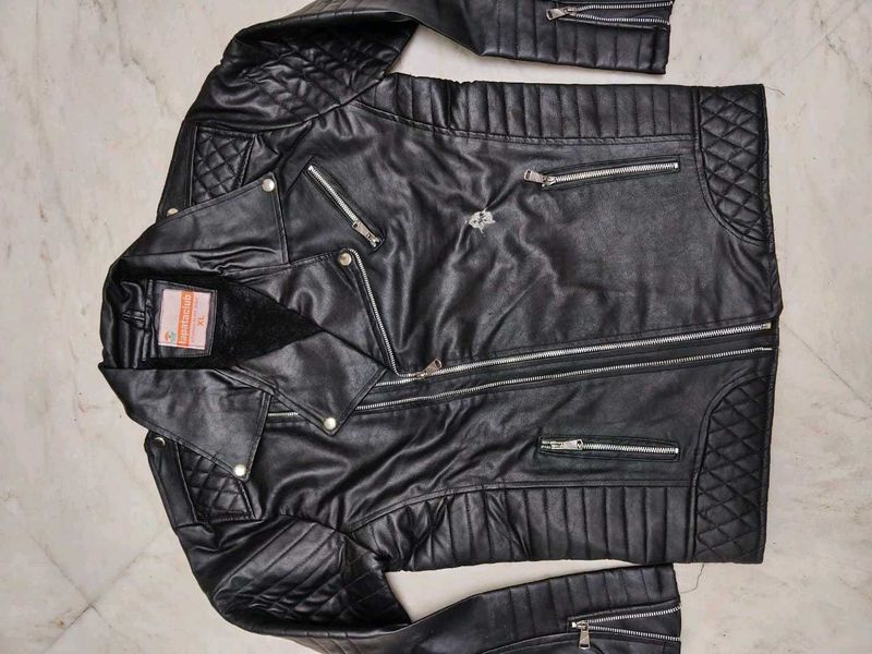 Men's Black Faux Leather Biker Jacket
