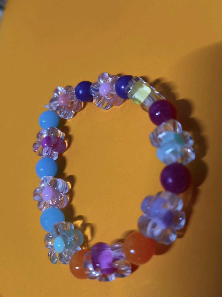 Beaded Flower Charm Bracelet