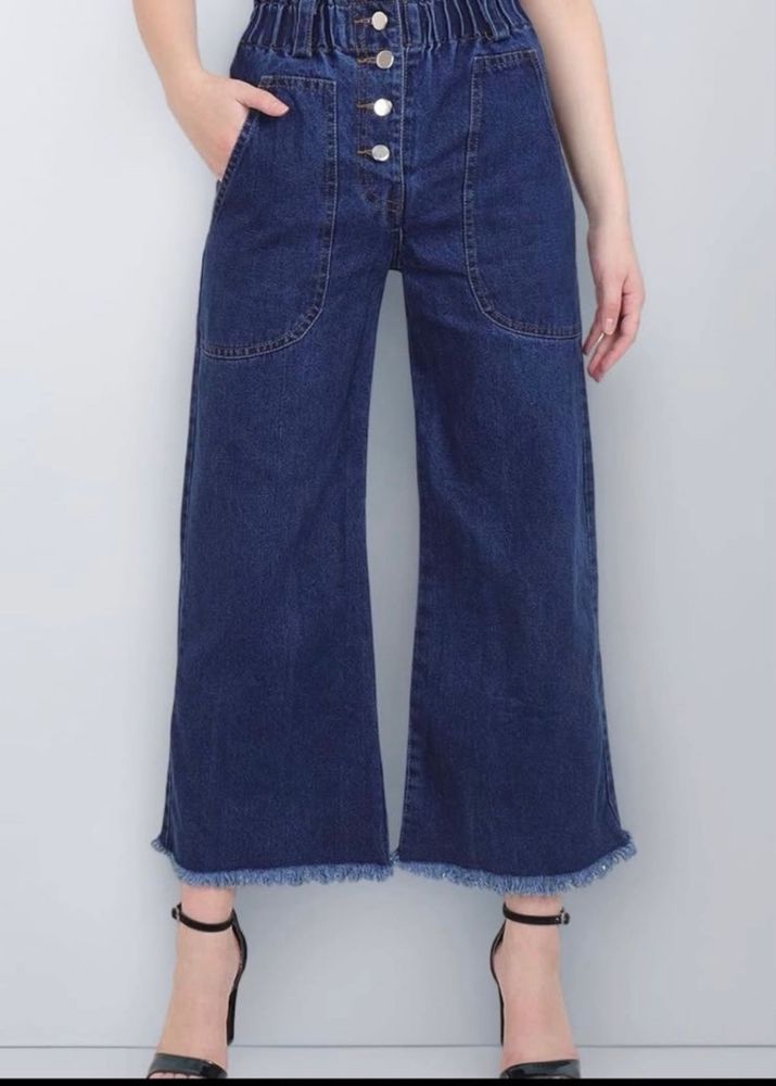 High-Waisted Wide Leg Denim Jeans
