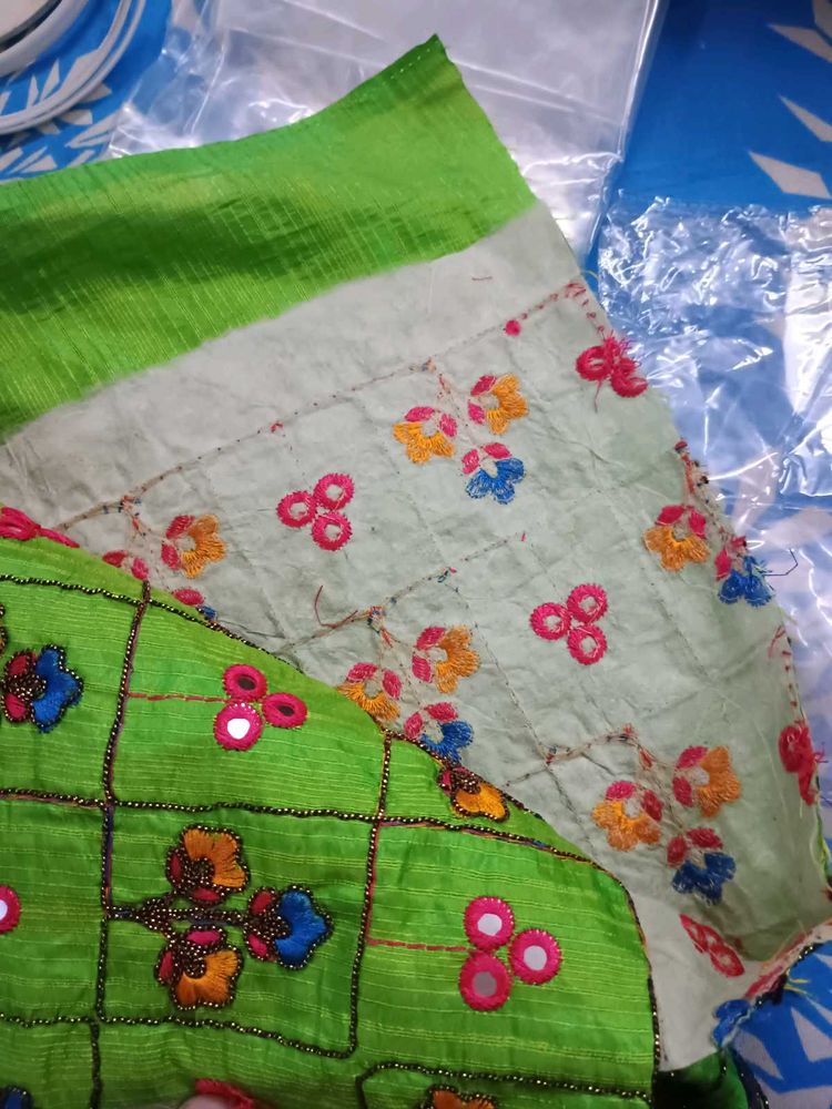 Embroidered Green Blouse Material