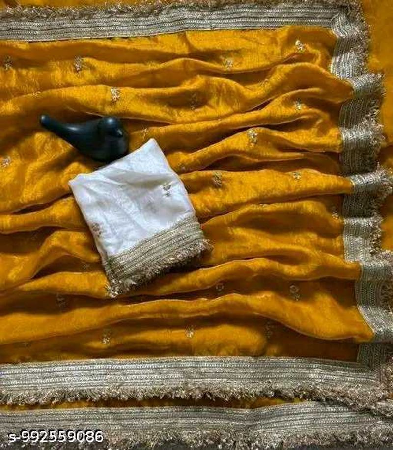 kerwachuth special Yellow Embroidered Sa