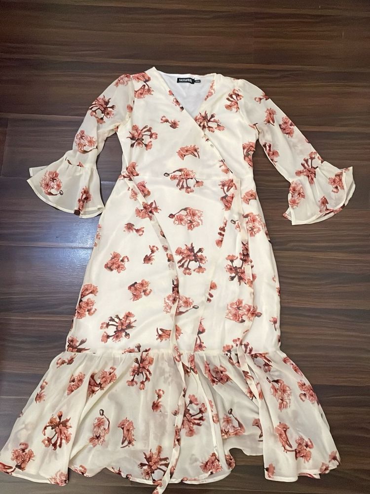 Floral Wrap Midi Dress