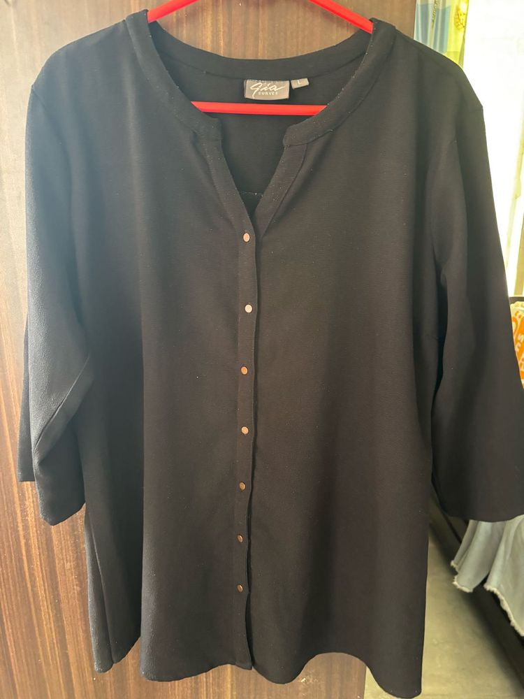 Classic Black Button-Up Blouse