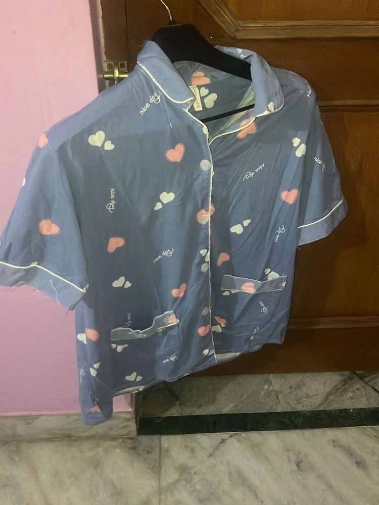 plus size Cute Heart Print Pajama Top