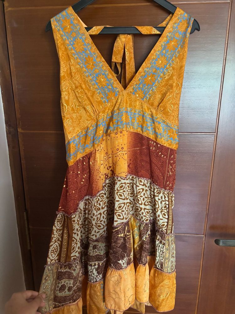 Bohemian Patchwork Halter Dress