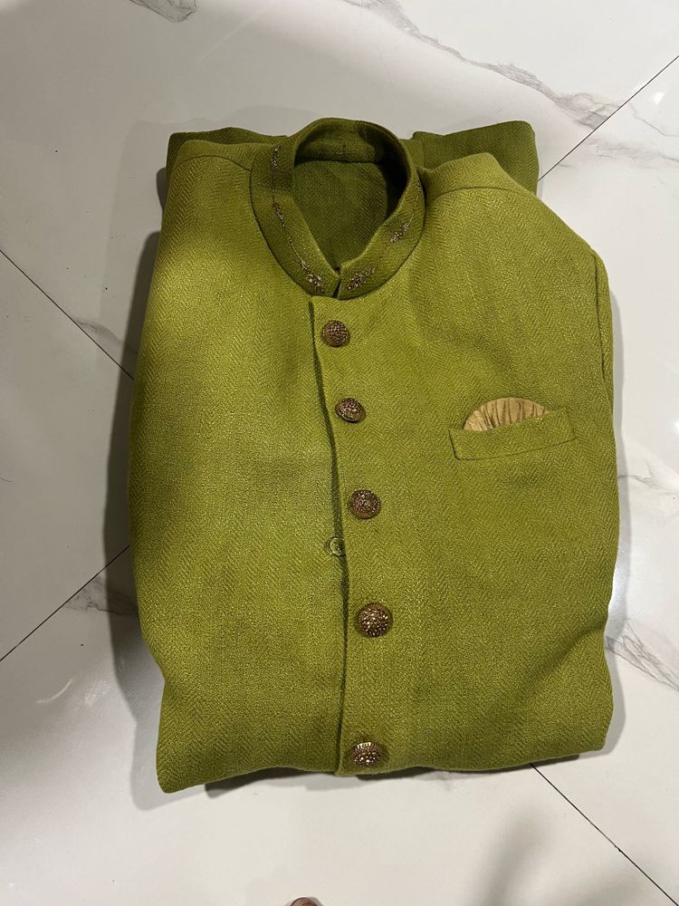 Men's Lime Green Ethnic Jacket