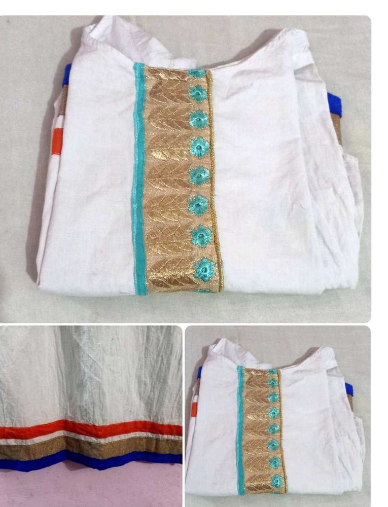 White Kurta with Gold Border