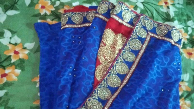 Royal Blue Embellished Saree