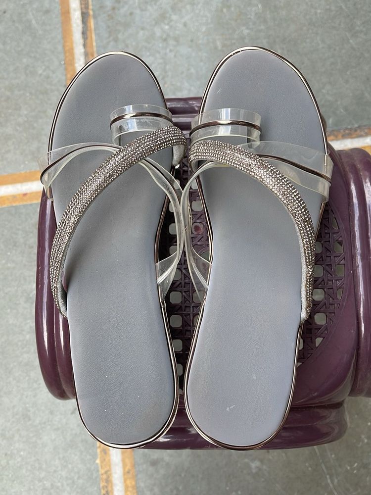 Sparkly Grey Flip Flops