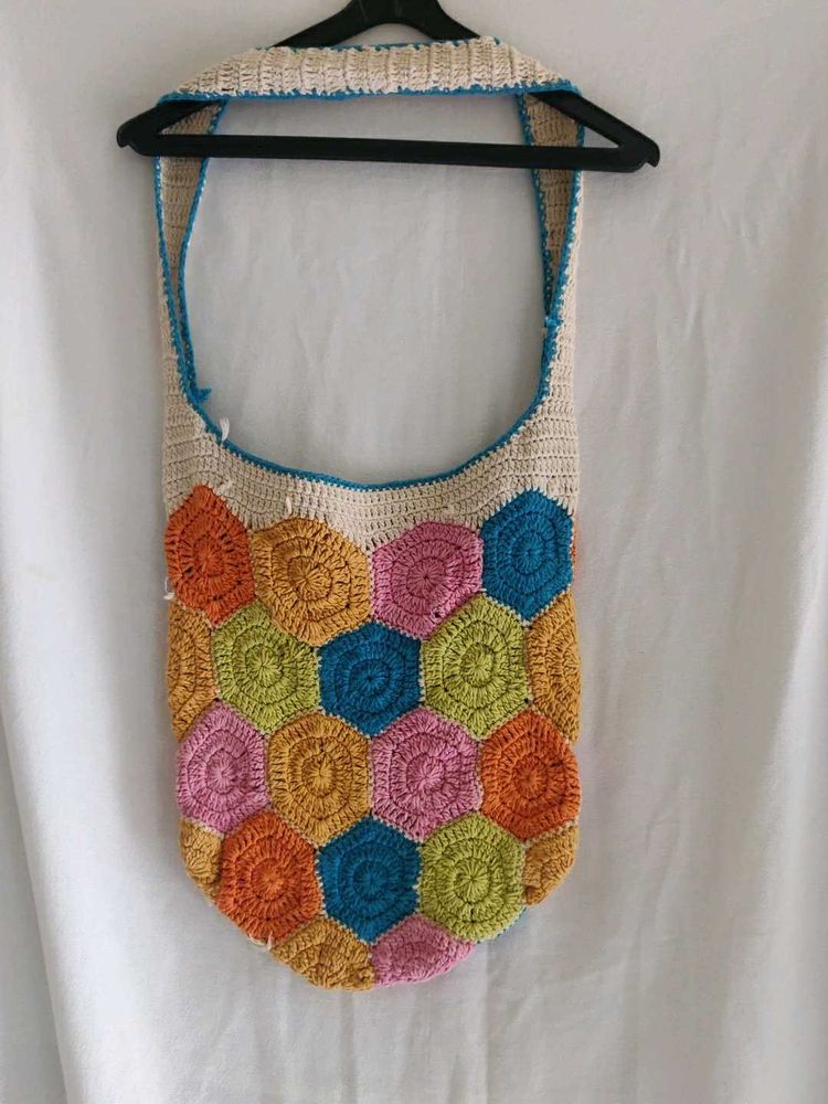 Boho Hexagon Crochet Shoulder Bag