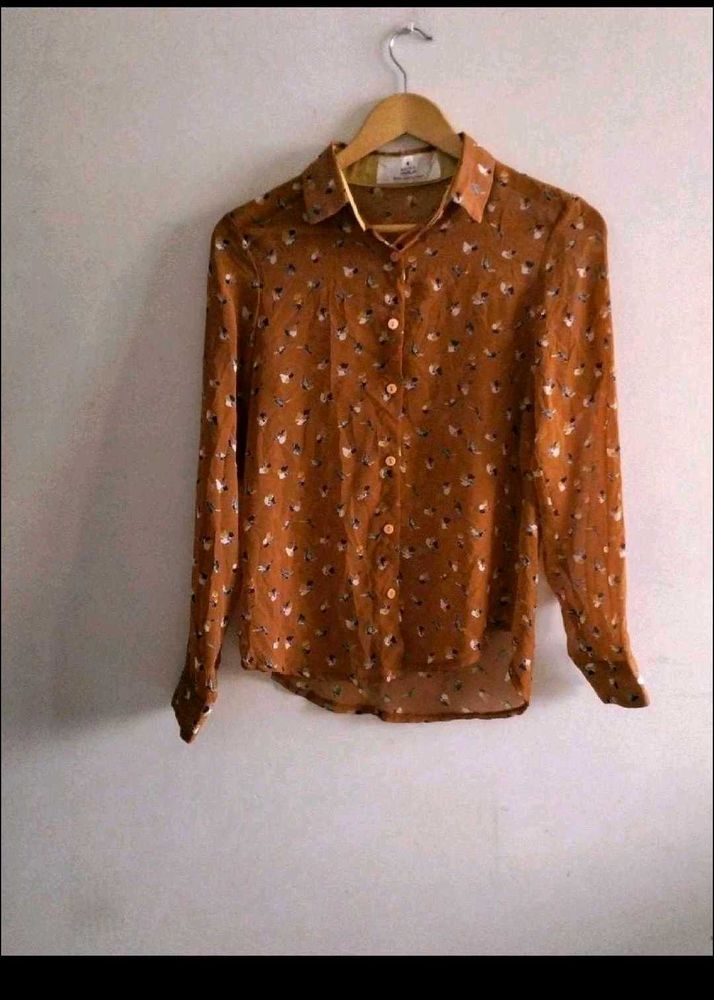 Tan Floral Shirt