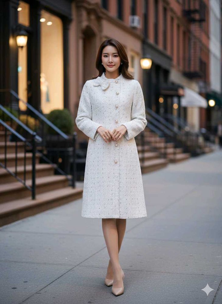 Elegant White Textured Coat