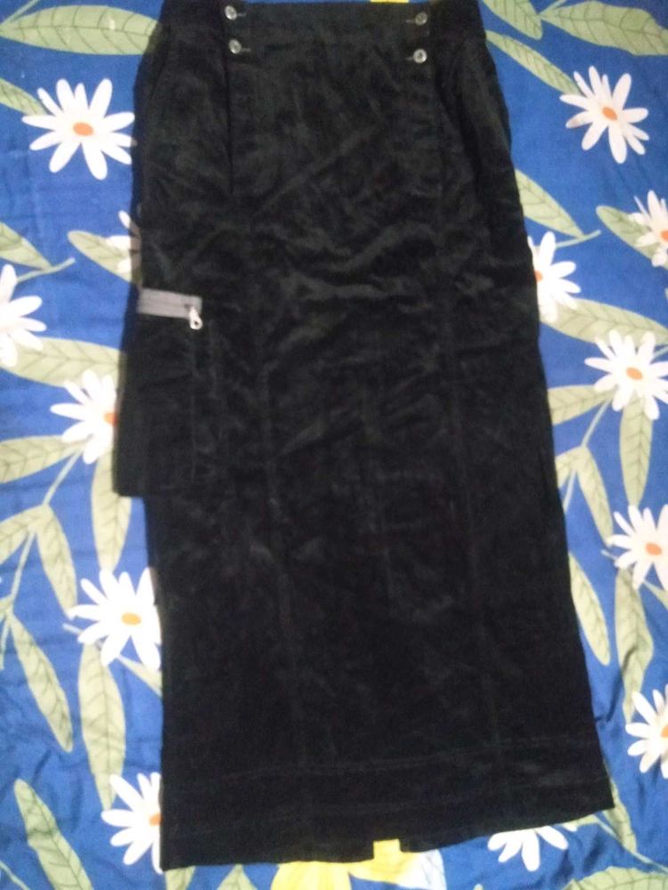 Black Velvet Maxi Skirt