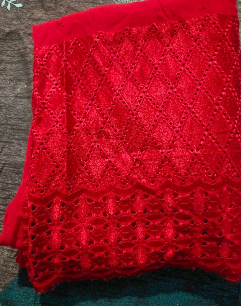 Red chikankari plazo