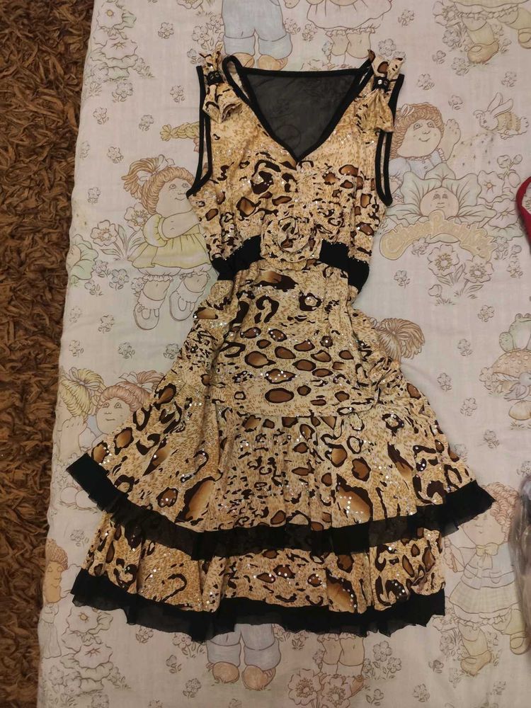 Leopard Print Sequin Y2k Dress