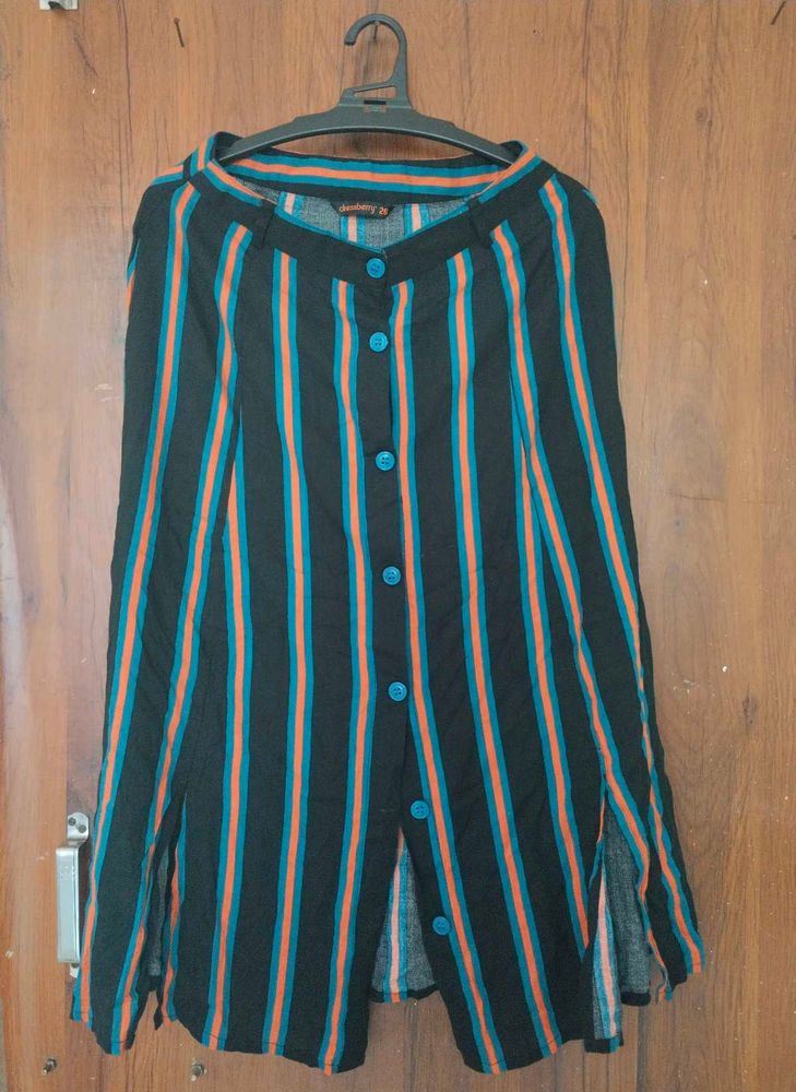 Striped aline long skirt