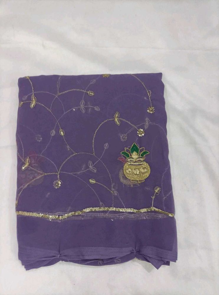 Beautiful Lavender Embroidered Saree