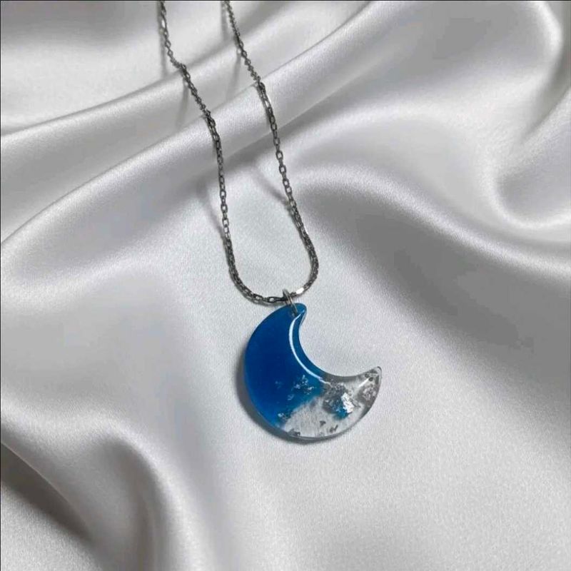 Blue Crescent Moon Necklace
