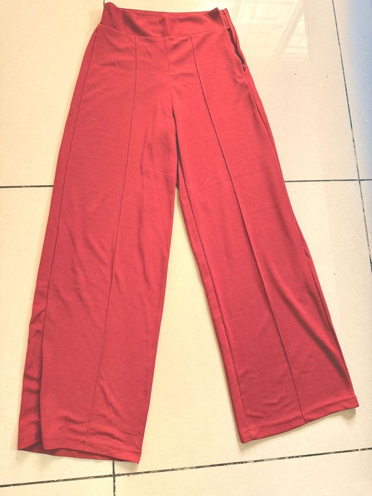 Coral coloured Wide Leg Pants