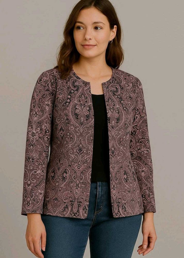 Purple Paisley Open Front Cardigan