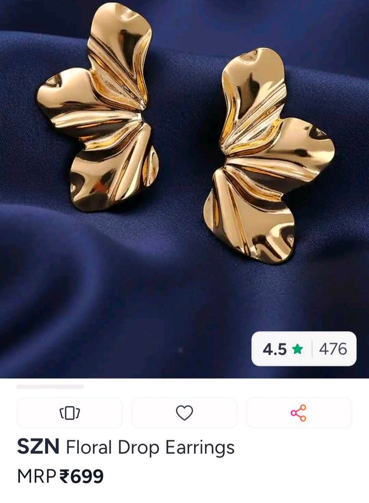 SZN Floral Drop Earrings - Gold Tone