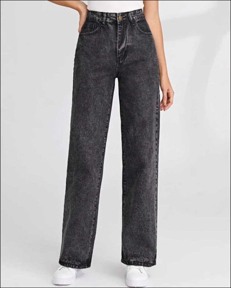 Washed Black straight Leg Jeans