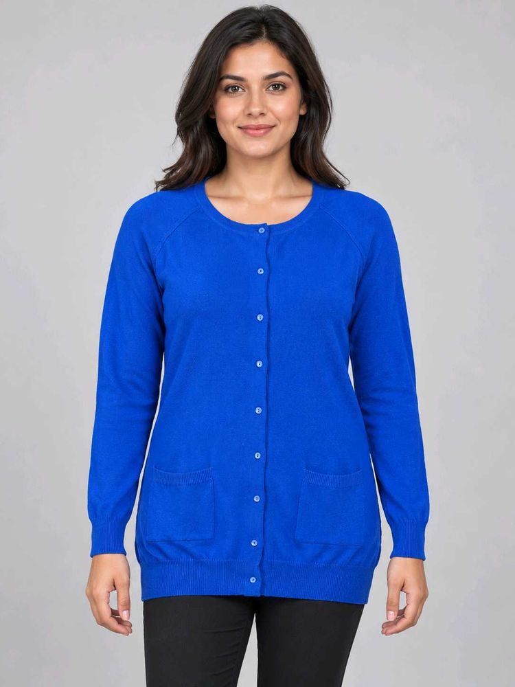 Vibrant Blue Button-Up Cardigan