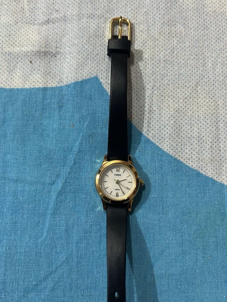 Timex Women's Black Leather Watch