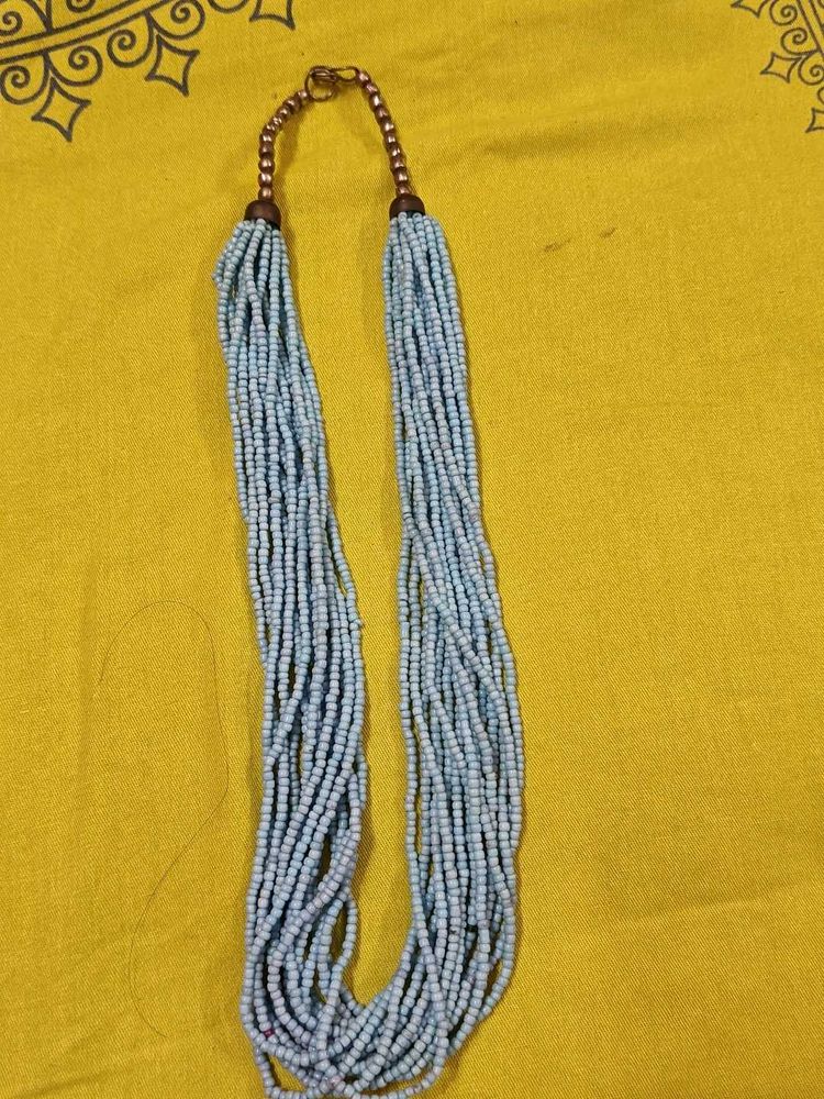 Chunky Beaded Necklace Blue
