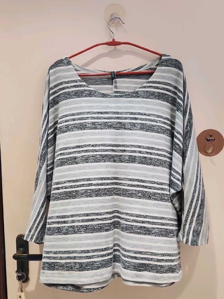 Striped Gray Tunic Top