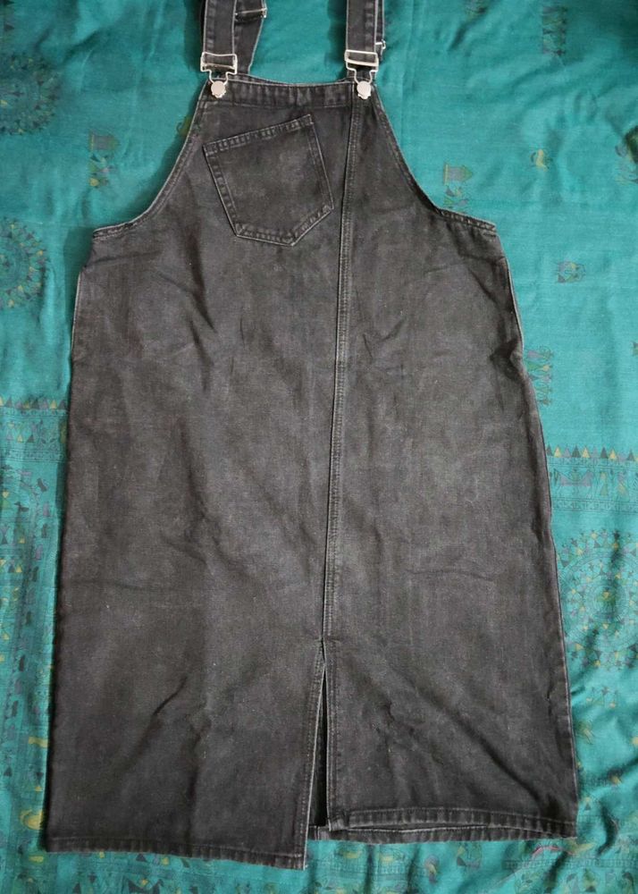 Black Denim Pinafore Dress/dungree dress