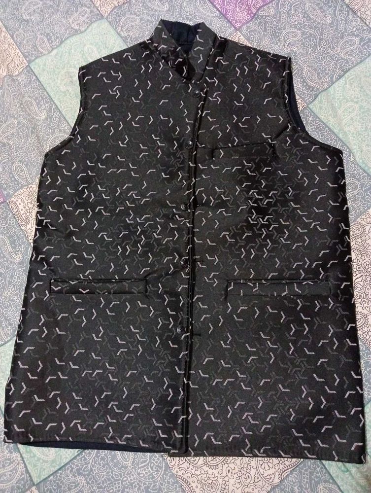 Patterned Black Vest