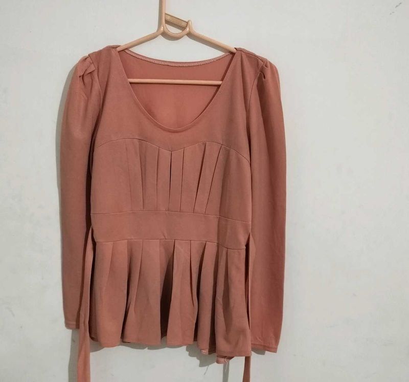 Peplum Top with Puff Sleeves