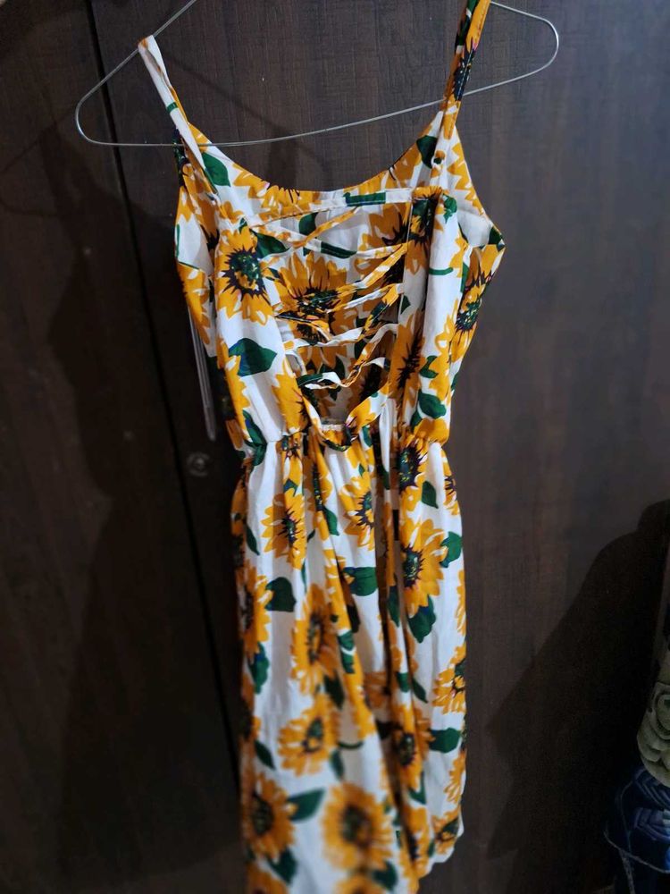 Sunflower Print Summer Dress