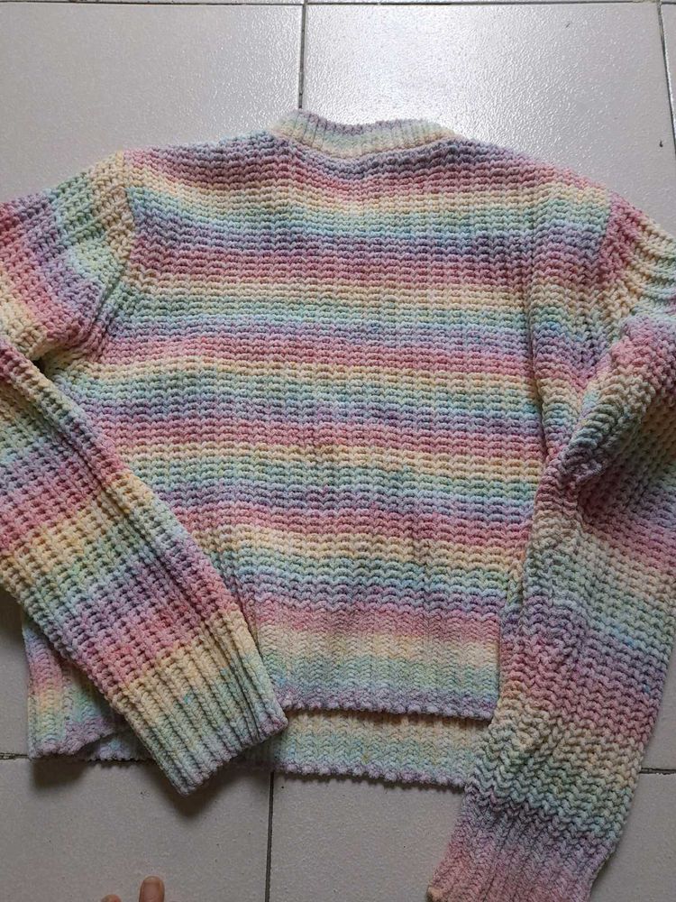 ZARA brand new Rainbow Striped Knit Sweater