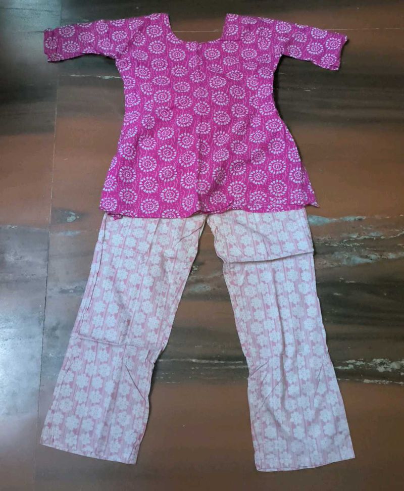 Pink Printed Kurta and Pant Set