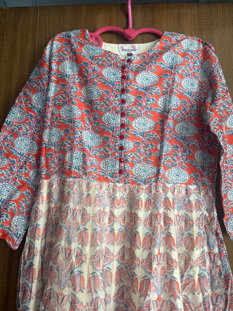 Vibrant Printed silk Anarkali