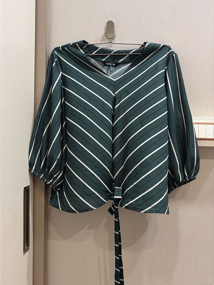 Stylish Striped Tie-Front Blouse