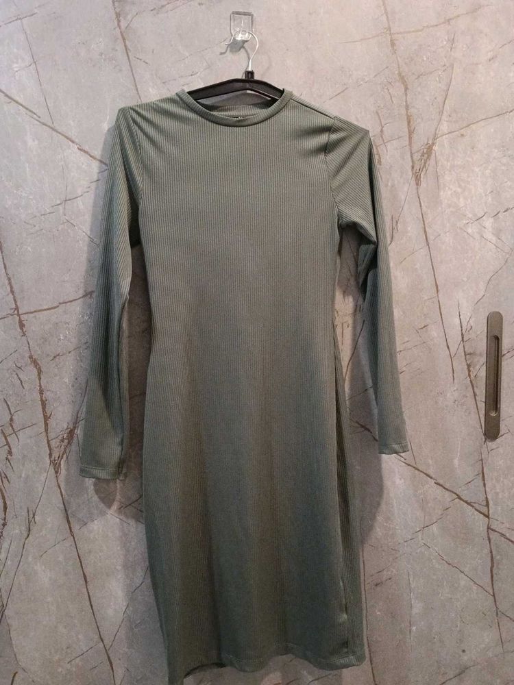 Ribbed Long Sleeve Bodycon Dress M