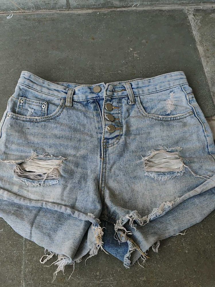 Distressed Denim Shorts