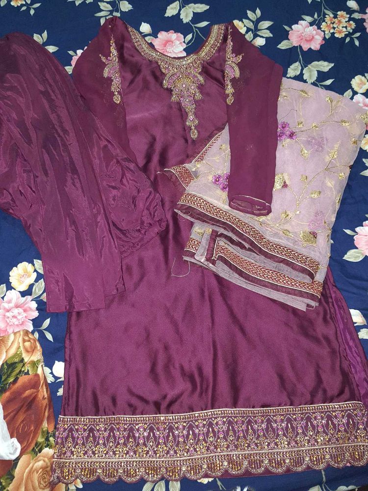 Elegant Maroon Kurta Set with Dupatta