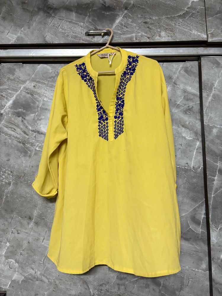 Vibrant Yellow Embroidered Kurta