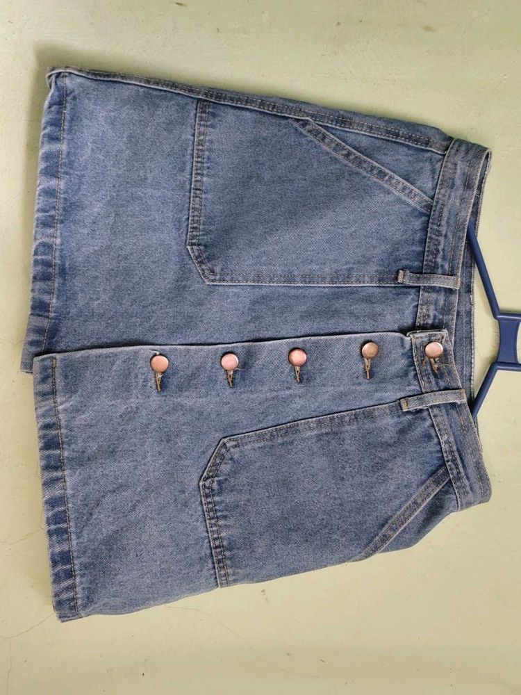 Denim Mini Skirt with Buttons
