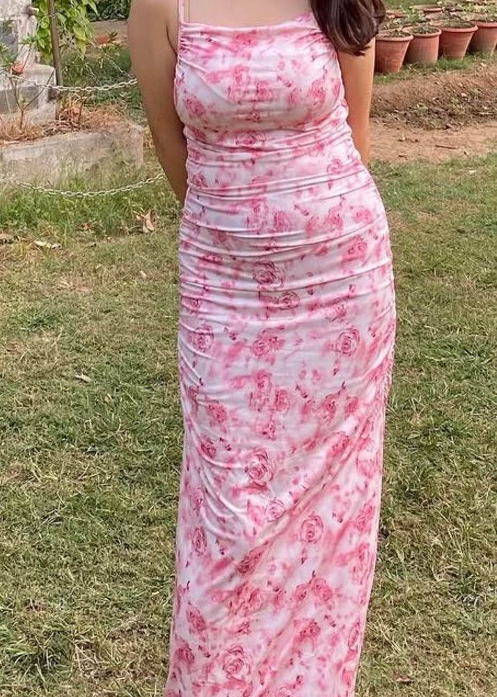 pink floral maxi dress