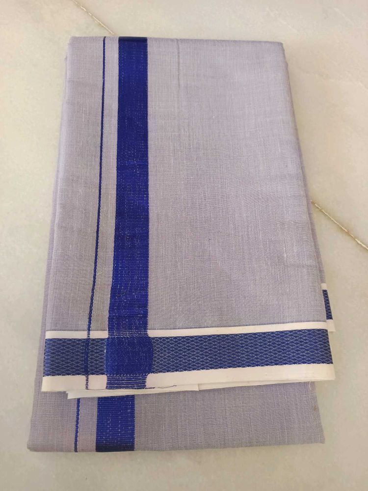 Traditional Dhoti with Blue Border